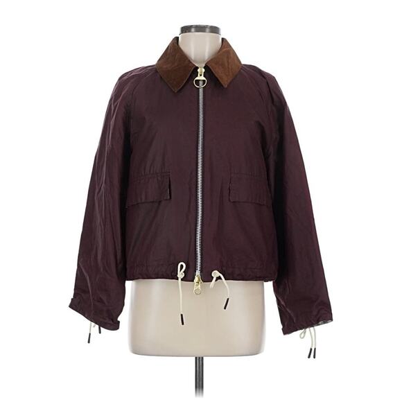 Barbour x Alexachung Margot Wax Waterproof Short Fit Rain Jacket Coat US 8 - Picture 2 of 4